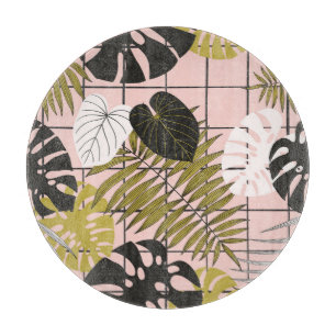 Planche À Découper Feuilles de palmiers tropicaux, été élégant.