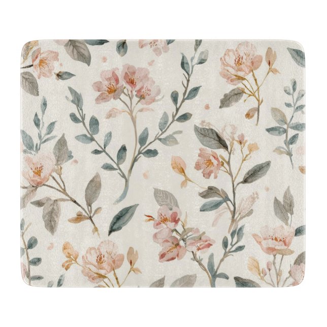 Planche À Découper Feuilles de peinture à l'aquarelle botanique flora (Devant)