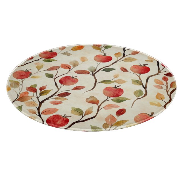 Planche À Découper Feuilles de pommes rouges à la crème (Coin)