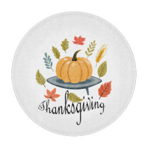 Planche À Découper Feuilles de Thanksgiving et citrouille aux couleur