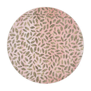 Planche À Découper Feuilles d'or chatoyants sur bois rose
