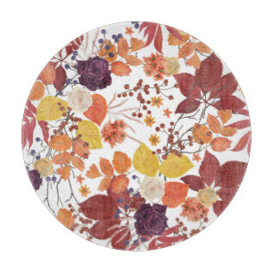 Planche À Découper Feuilles et Roses de l'automne