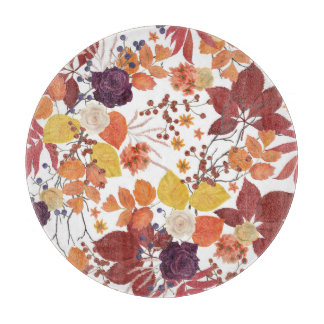 Planche À Découper Feuilles et Roses de l'automne