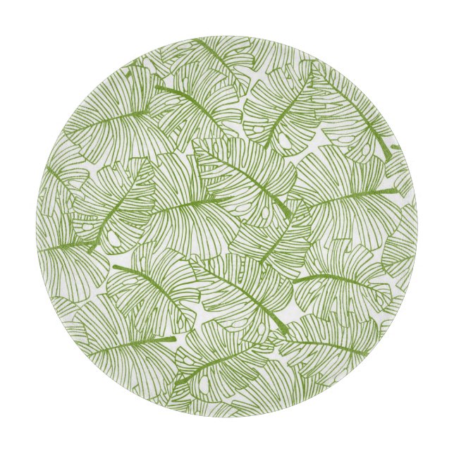 Planche À Découper Feuilles Monstera, design floral sans soudure. (Devant)