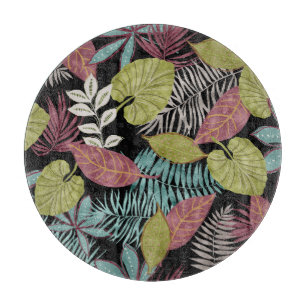 Planche À Découper Feuilles sombres tropicaux : Motif textile