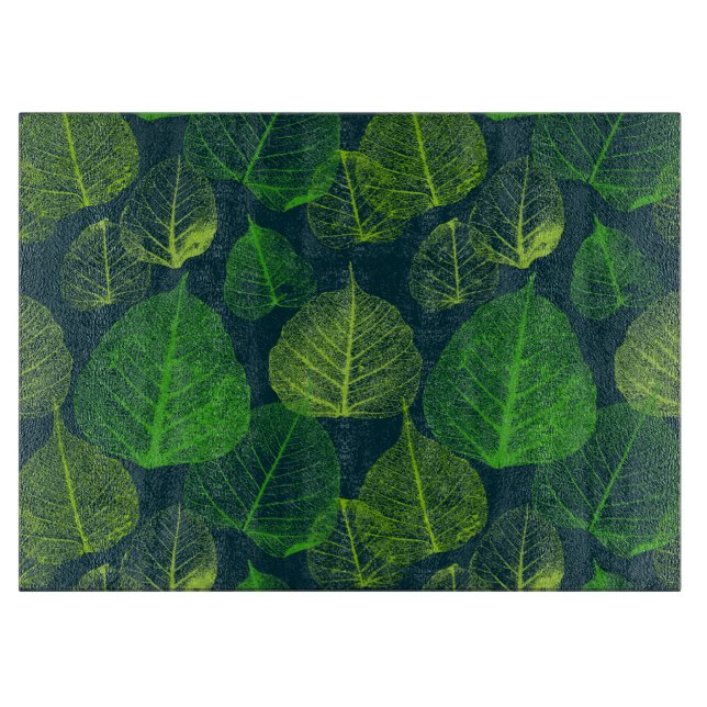 Planche À Découper Feuilles squelettes vert foncé biophiliques  (Devant)