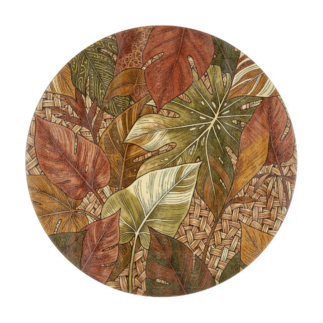 Planche À Découper Feuilles tropicales de Monstera, vert rouille, bot (Devant)