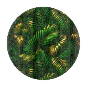 Planche À Découper Feuilles Tropicales Dorées Jungle Luxe