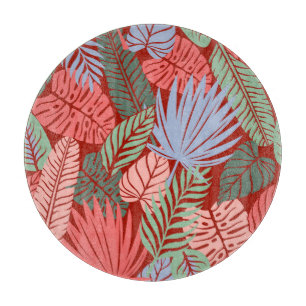 Planche À Découper Feuilles Tropicaux Doodle : Tiré À La Main Noire