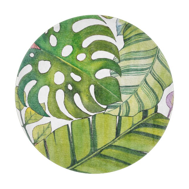 Planche À Découper Feuilles Tropicaux En Aquarelle (Devant)