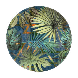Planche À Découper Feuilles tropicaux, formes géométriques motif