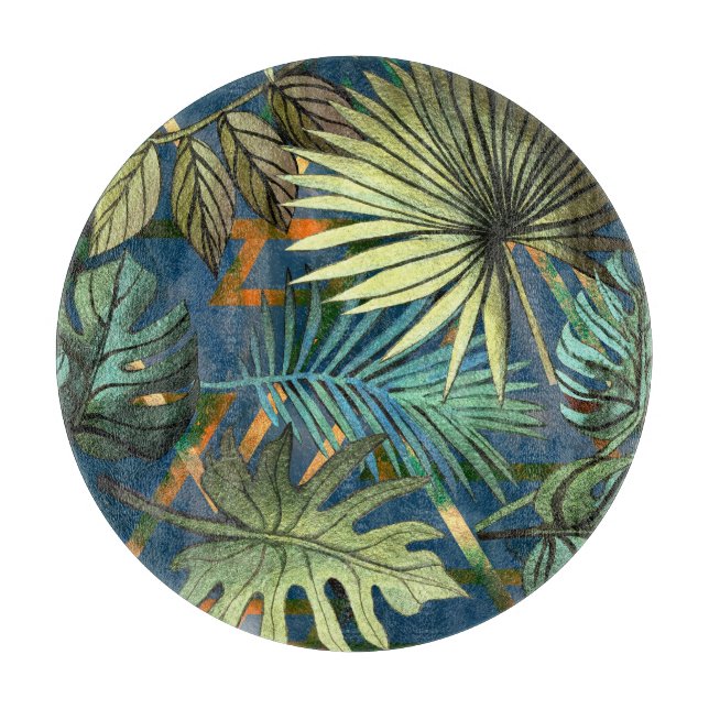 Planche À Découper Feuilles tropicaux, formes géométriques motif (Devant)