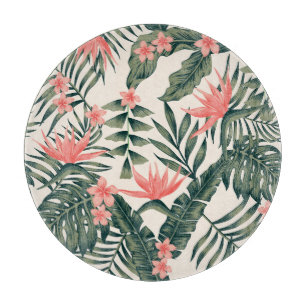 Planche À Découper Feuilles tropicaux, papier peint joyeux sur la pla