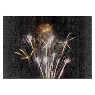 Planche À Découper Feux d'artifice blancs et or II Célébration patrio