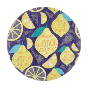 Planche À Découper Feux de citrons : bleu foncé Motif brillant