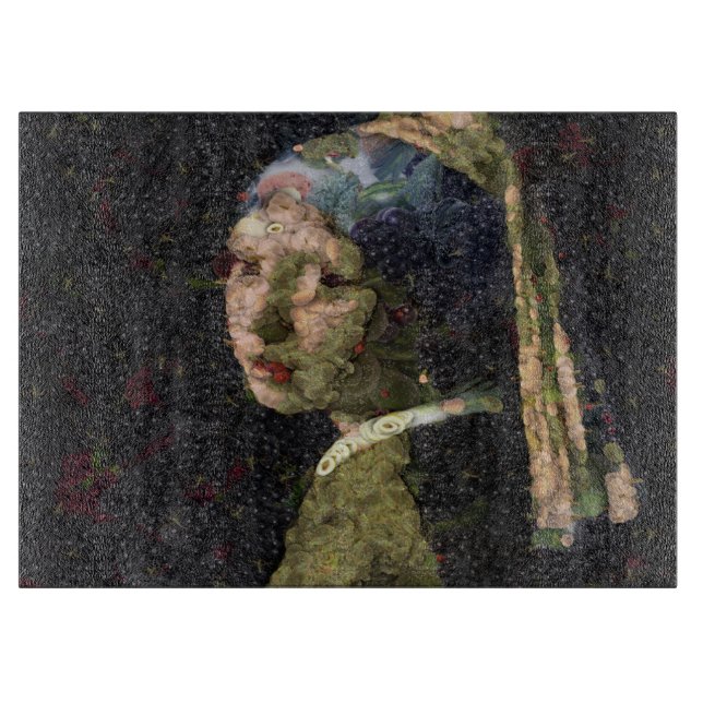 Planche À Découper Fille Avec Une Fraise Élevant Beau Art Spoof (Devant)