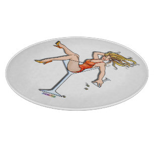 Planche À Découper Fille dans des conseils d'une taille du verre de