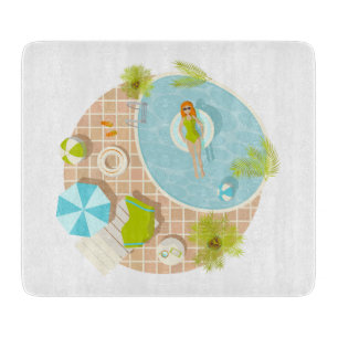 Planche À Découper Fille de piscine en bikini plage d'été