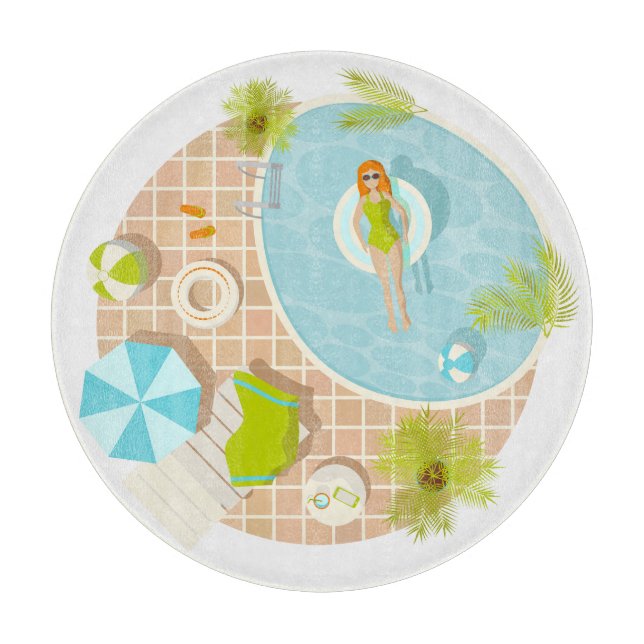 Planche À Découper Fille de piscine en bikini plage d'été (Devant)