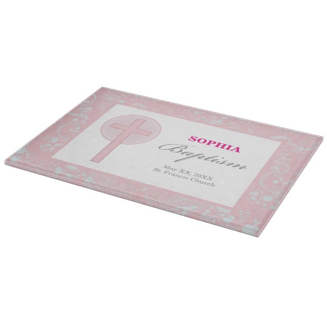 Planche À Découper Fille en dentelle rose Baptême (Coin)