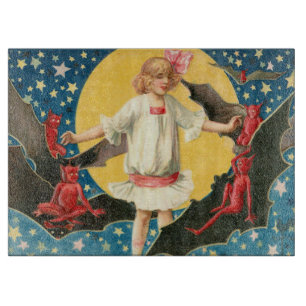 Planche À Découper Fille Pleine Lune Démon Chauve-Souris Étoiles