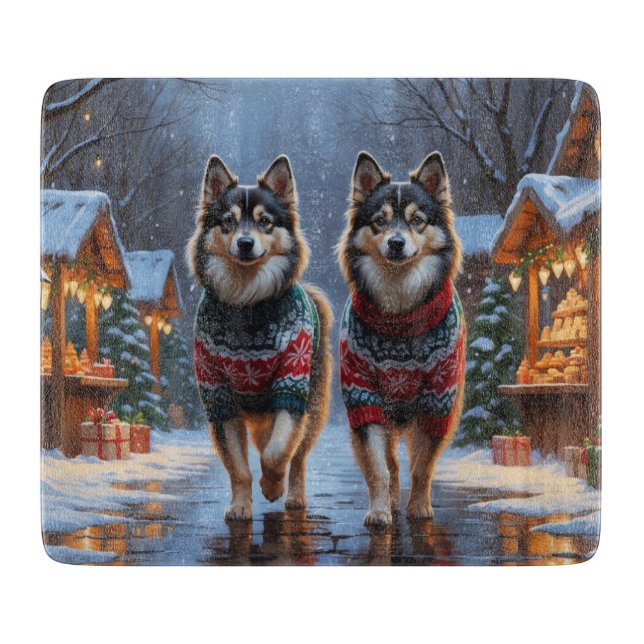 Planche À Découper Finnish Lapphund Dogs Christmas Snow Holiday (Devant)