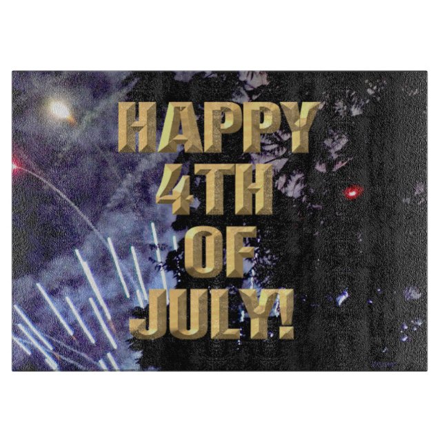 Planche À Découper Fireworks 1 4 juillet plateau de coupe en verre (Devant)