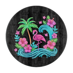 Planche À Découper Flamant rose de néon tropical