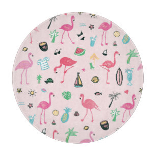 Planche À Découper Flamant rose été : Vibrant Motif d'oiseaux