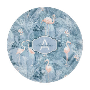 Planche À Découper Flamant rose Orchidée Tropical Motif Blue ID868