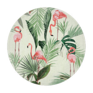 Planche À Découper Flamant rose rose Fleurs exotiques Motif