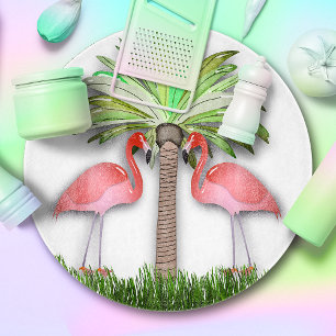 Planche À Découper Flamants roses Et Palmiers