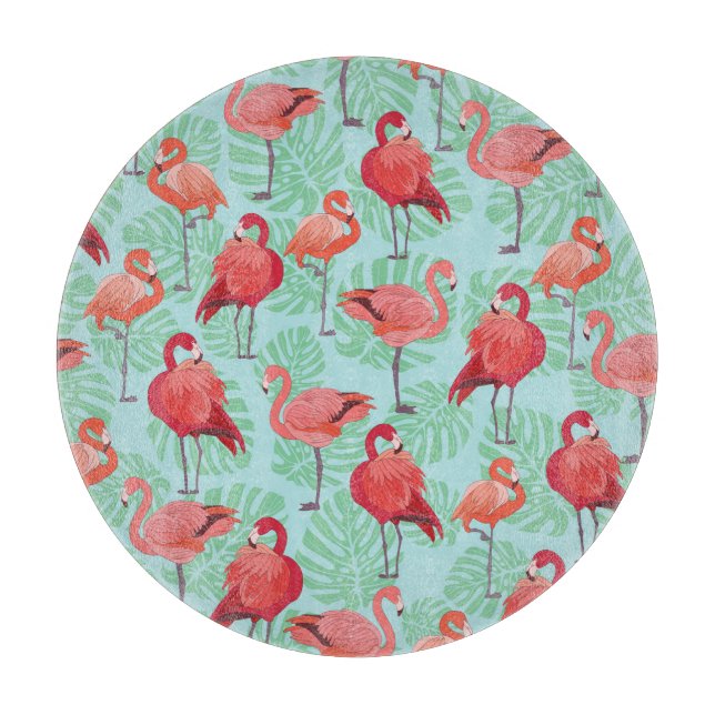 Planche À Découper Flamants roses roses : Exotic Seamless Motif. (Devant)