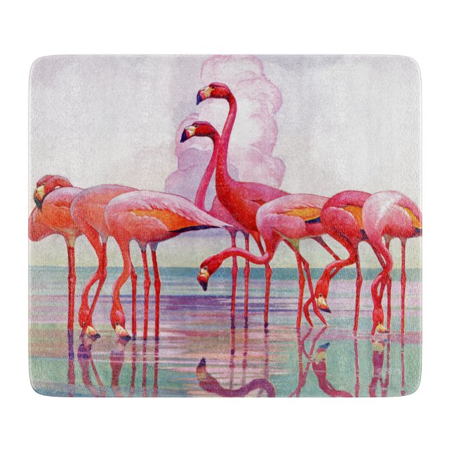 Planche À Découper Flamants roses roses par Francis Lee Jaques (Devant)