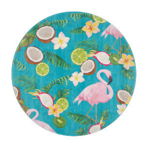 Planche À Découper Flamants roses roses : Tropical Seamless Motif