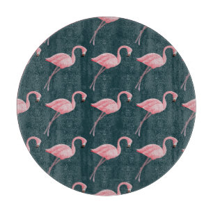 Planche À Découper Flamants roses sur motif bleu vintage sans soudure