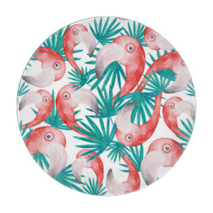 Planche À Découper Flamingo dessiné à la main : aquarelle motif sans