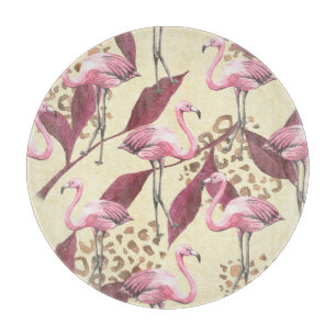 Planche À Découper Flamingo rose tropical, motif léopard.