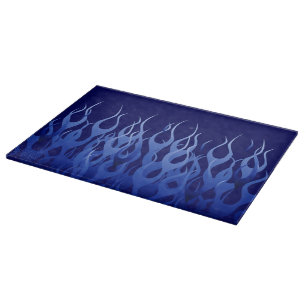 Planche À Découper Flammes de course bleu froid