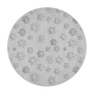 Planche À Découper Flammes de neige en argent 3-d sur un arrière - pl