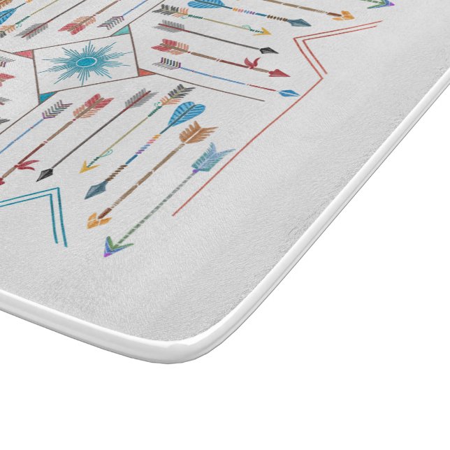 Planche À Découper Flèches Boho et Sun V11 Sq ID748 (Coin)