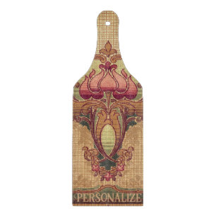 Planche À Découper Fleur abstraite Art nouveau bordeaux rouge vert