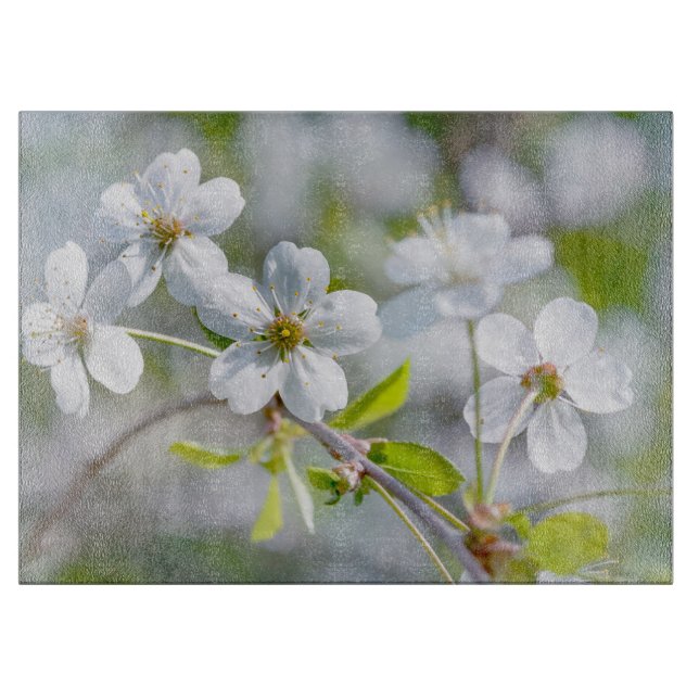 Planche À Découper Fleur cerise blanche (Devant)