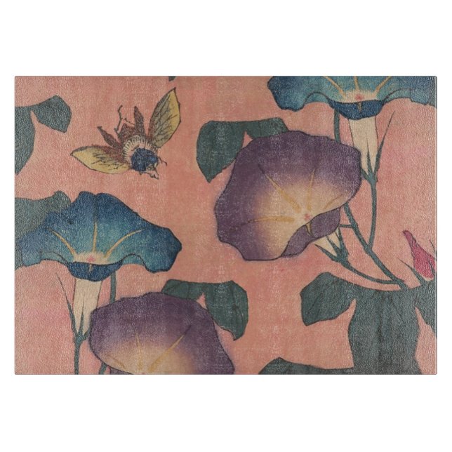 Planche À Découper Fleur d'abeille rose classique Hokusai Art (Devant)
