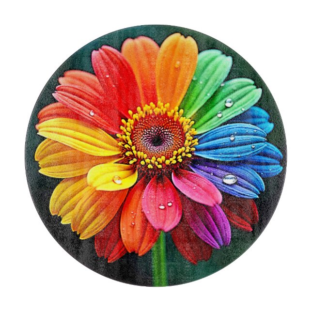 Planche À Découper Fleur d'art à pétale arc-en-ciel (Devant)