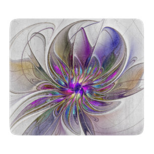 Planche À Découper Fleur d'art fractal abstrait énergique et coloré