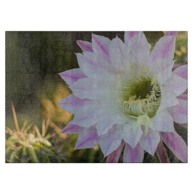 Planche À Découper Fleur de cactus violet et blanc (Devant)