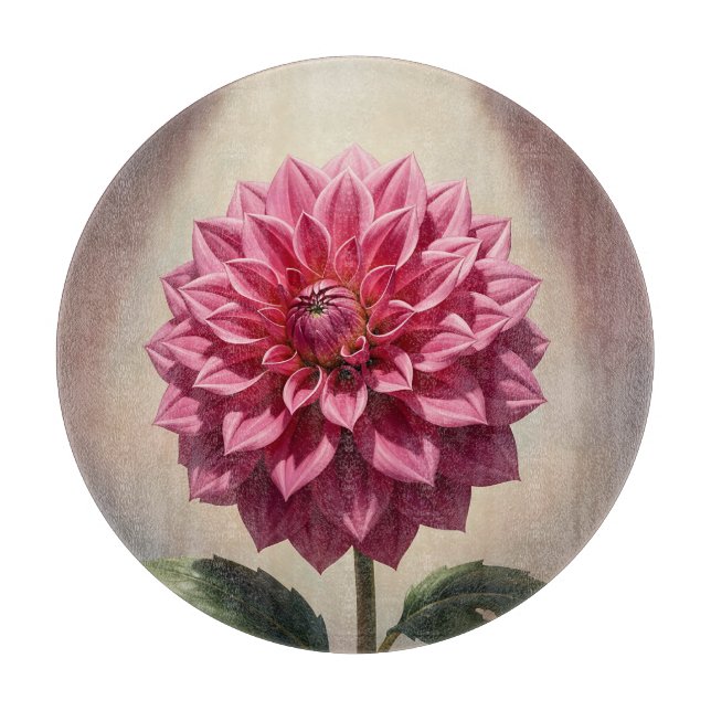 Planche À Découper Fleur de Dahlia Rose Botanique (Devant)