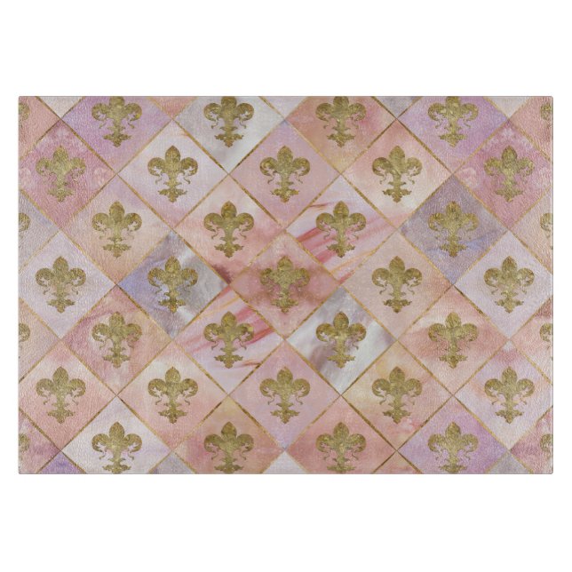 Planche À Découper Fleur de lis motif Pastel Quartz (Devant)