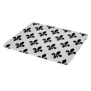 Planche À Découper Fleur de Lis Motif, Royal French, Noir sur Blanc